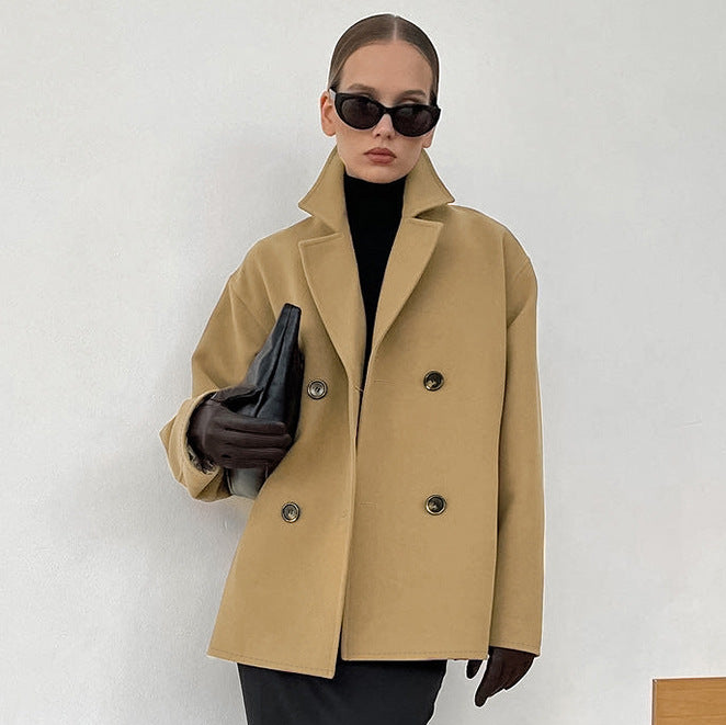 AVIKA - Women's Oversized Double-Breasted Wool Coat
