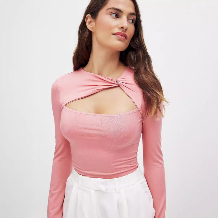EMERY – Long Sleeve Crop Top with Twist Front