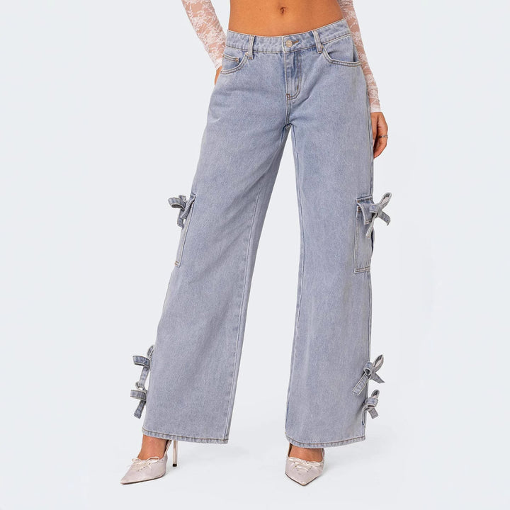 SIAN - Damen Jeans mit Schleifen-Details