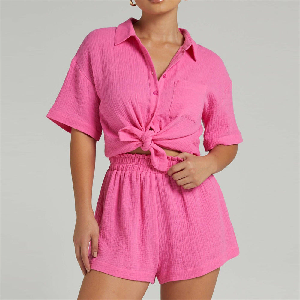 LYANNA – Women's Summer Two-Piece Shirt & Shorts Set