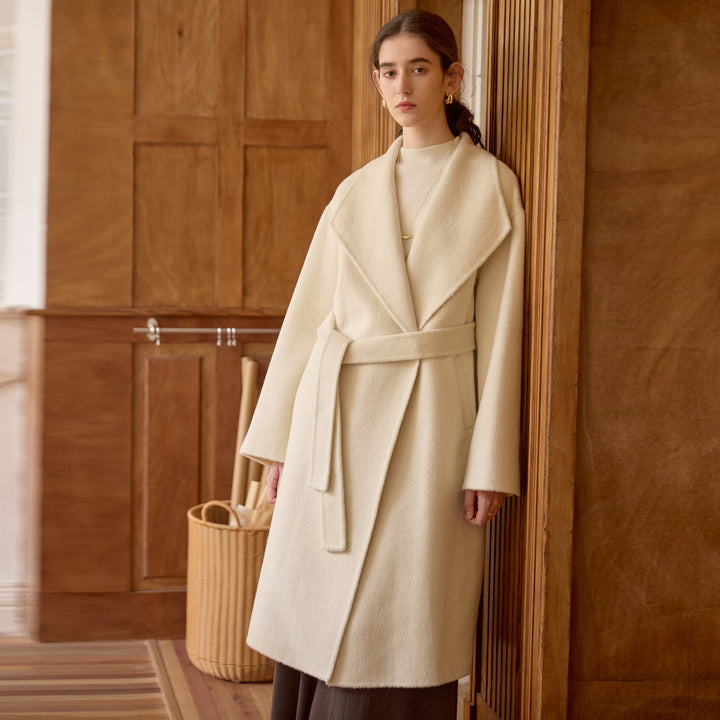 BAKD - Women's Wool Wrap Coat with Tie Belt