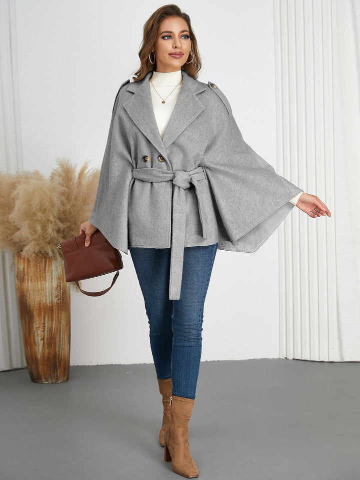 AMARA - Women's Vegan Wool Belted Beige Coat