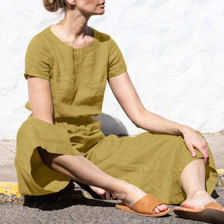LYRA – Women’s Short Sleeve Linen Jumpsuit