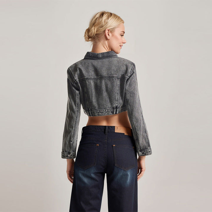 NOYA – Cropped Vintage Denim Jacket