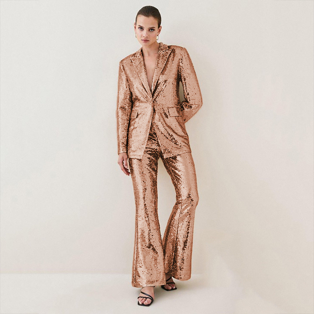 PARDIS - Sequin Blazer & Flared Pants Set
