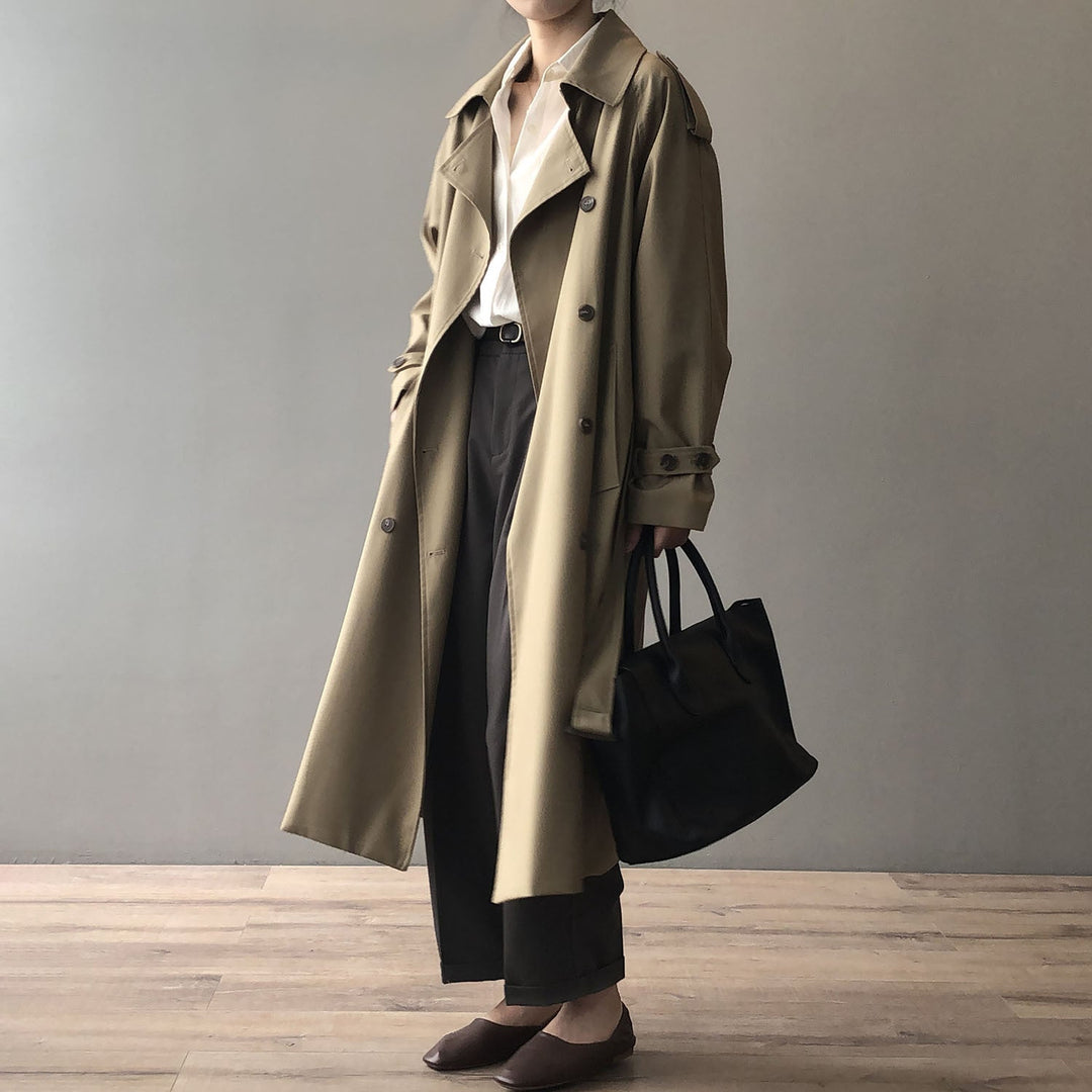 DELILA - Women's Minimalist Double-Breasted Trench Coat