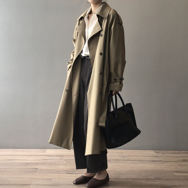 DELILA - Women's Minimalist Double-Breasted Trench Coat