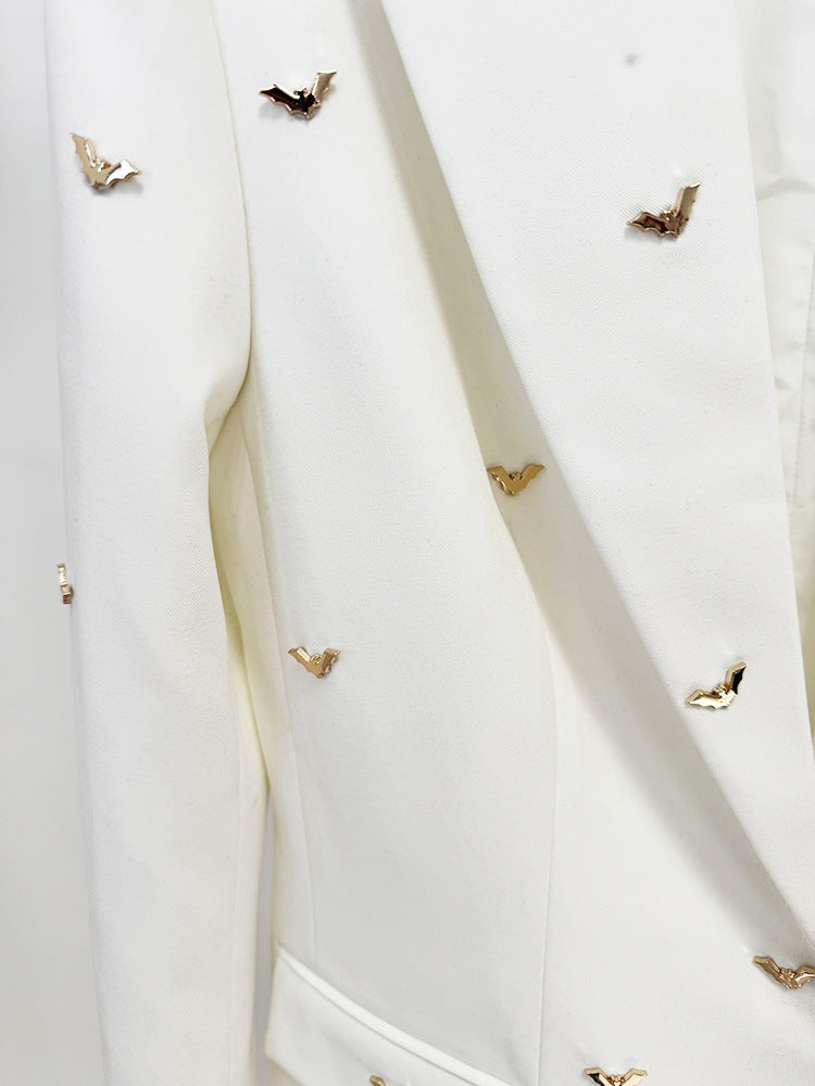 BATWOMAN - Women’s White Blazer with Beaded Embroidery