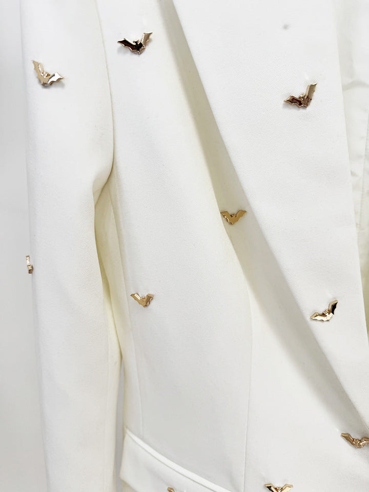 BATWOMAN - Women’s White Blazer with Beaded Embroidery