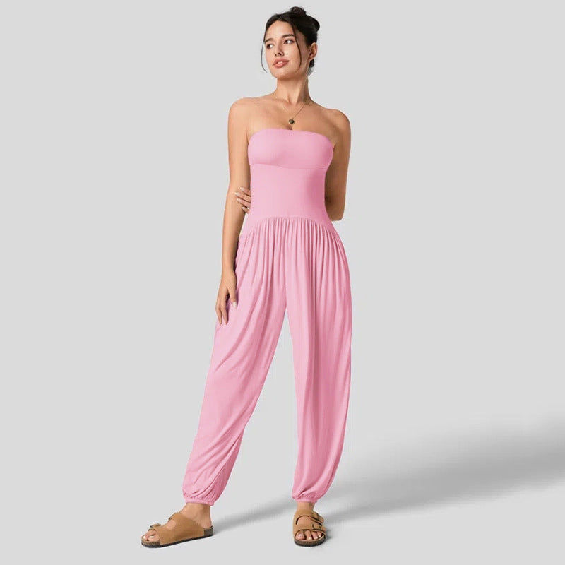NOR - Women's Strapless Harem Jumpsuit with Pockets
