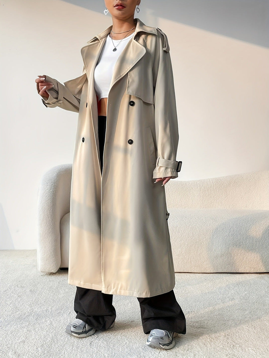 LAY - Classic Belted Trench Coat for Women