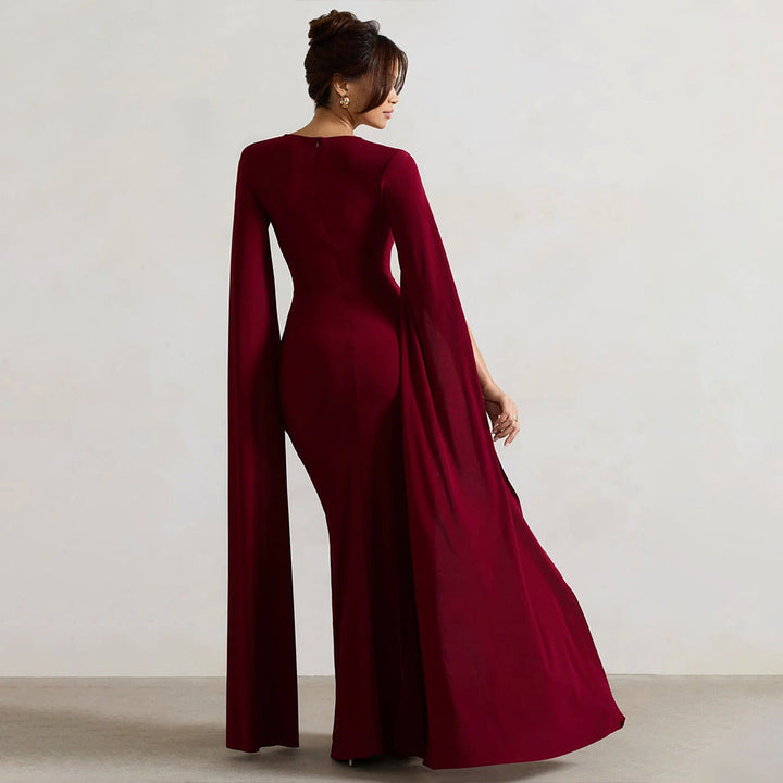 ELARA – Cape Sleeve Formal Evening Gown