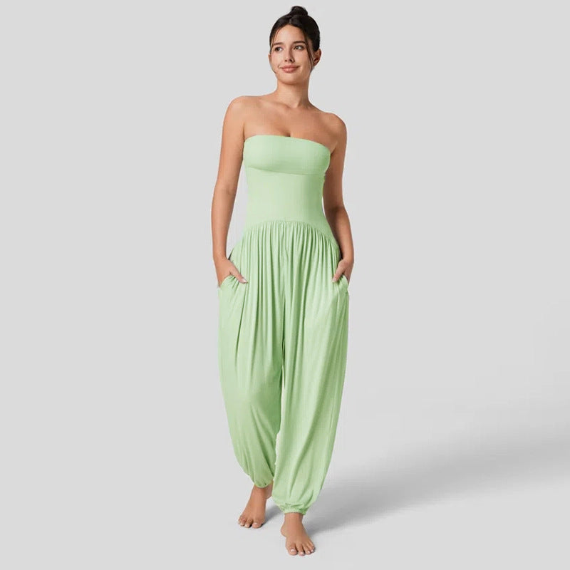 NOR - Women's Strapless Harem Jumpsuit with Pockets