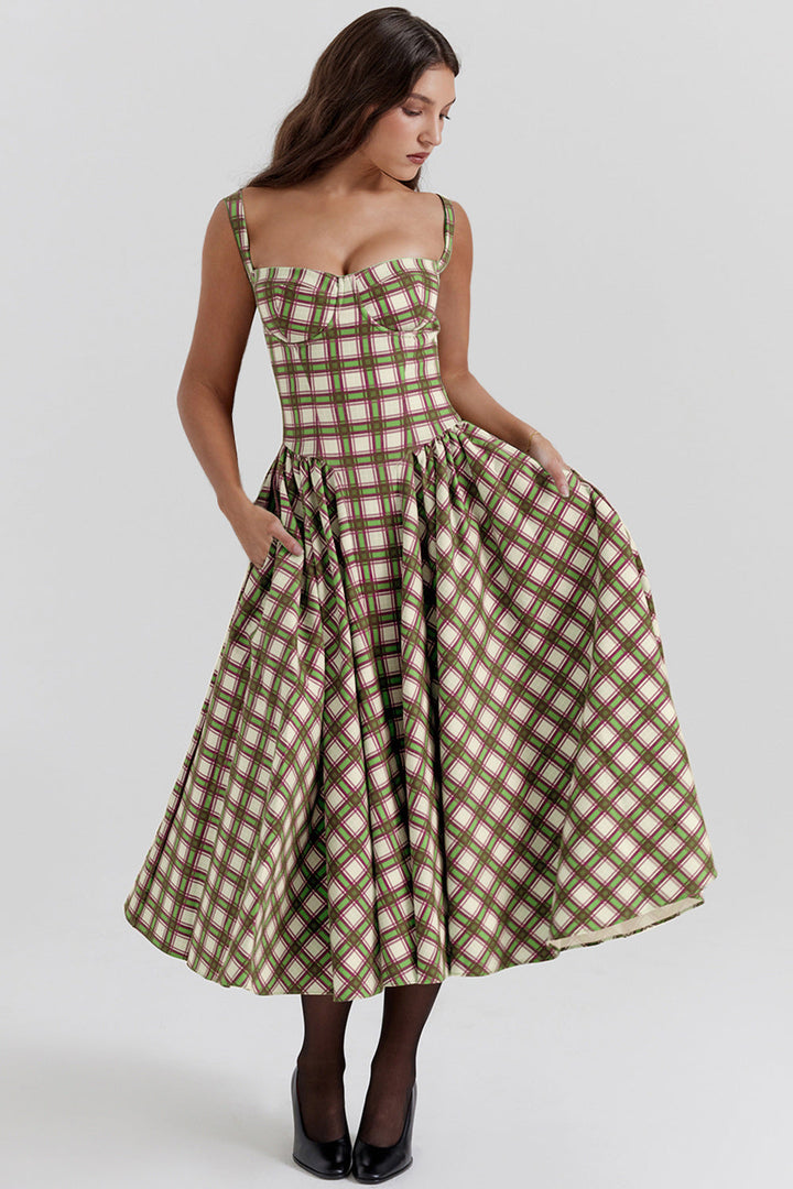 MEDELLIN – Elegant Plaid Midi Dress