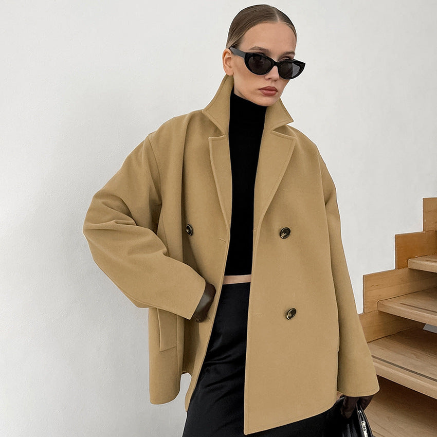 AVIKA - Women's Oversized Double-Breasted Wool Coat