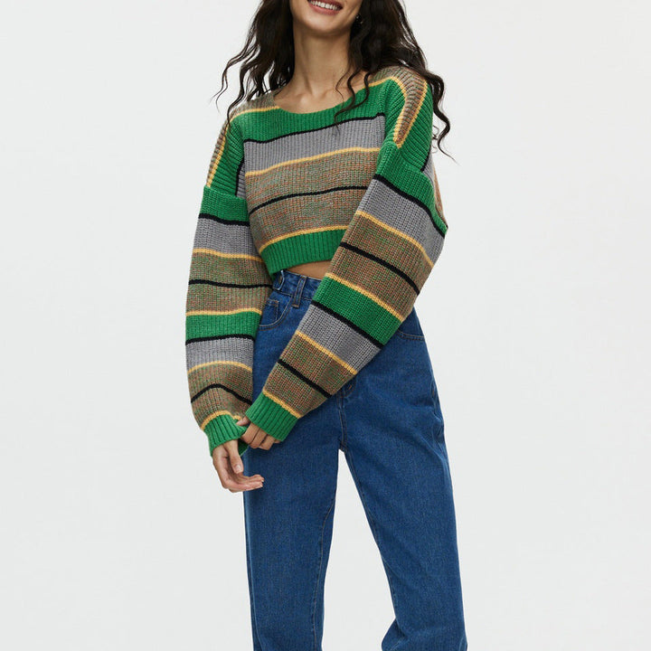 TALISA - Women’s Striped Cropped Knit Sweater