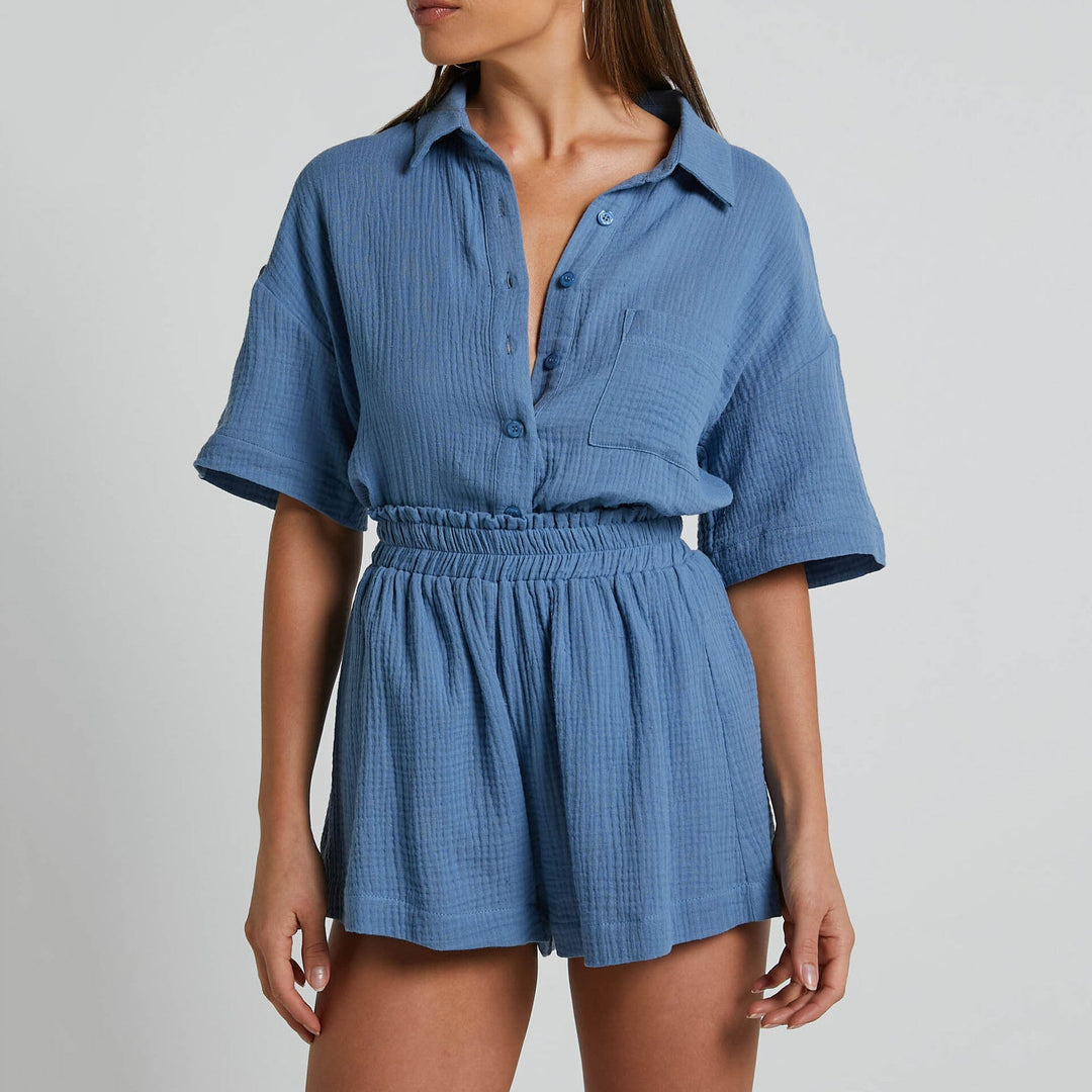 LYANNA – Women's Summer Two-Piece Shirt & Shorts Set