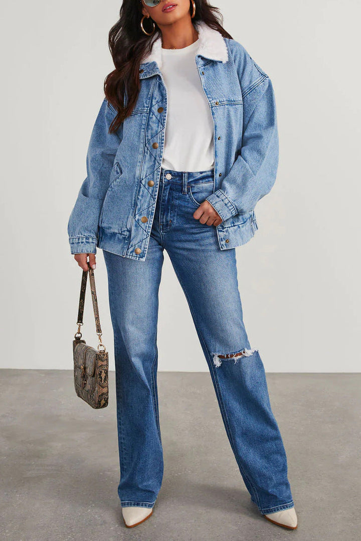SENN – Women's Washed Fleece Denim Jacket