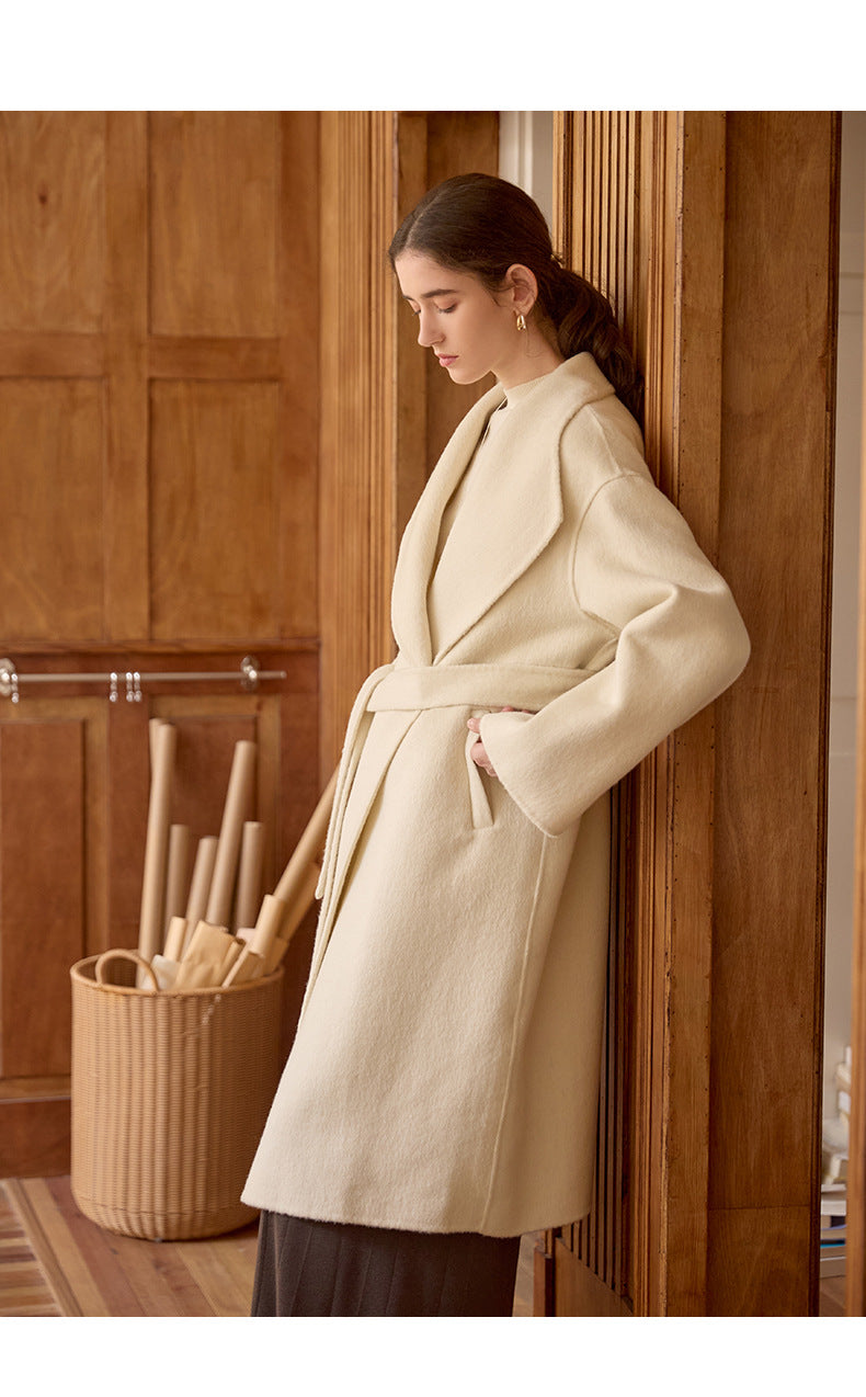 BAKD - Women's Wool Wrap Coat with Tie Belt
