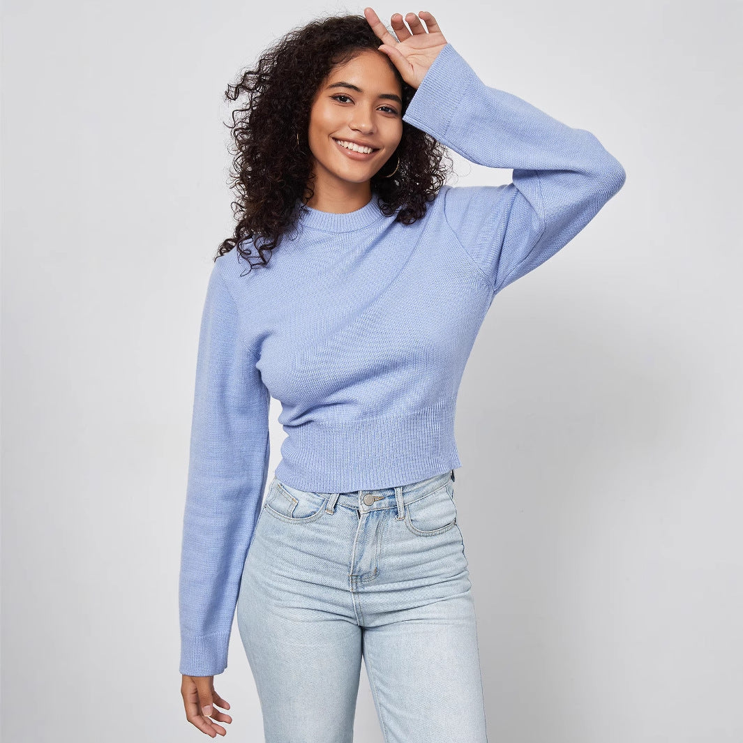 ZARAY – Cropped Ribbed Knit Sweater