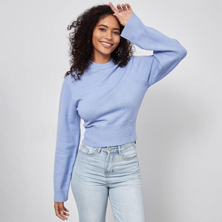 ZARAY – Cropped Ribbed Knit Sweater