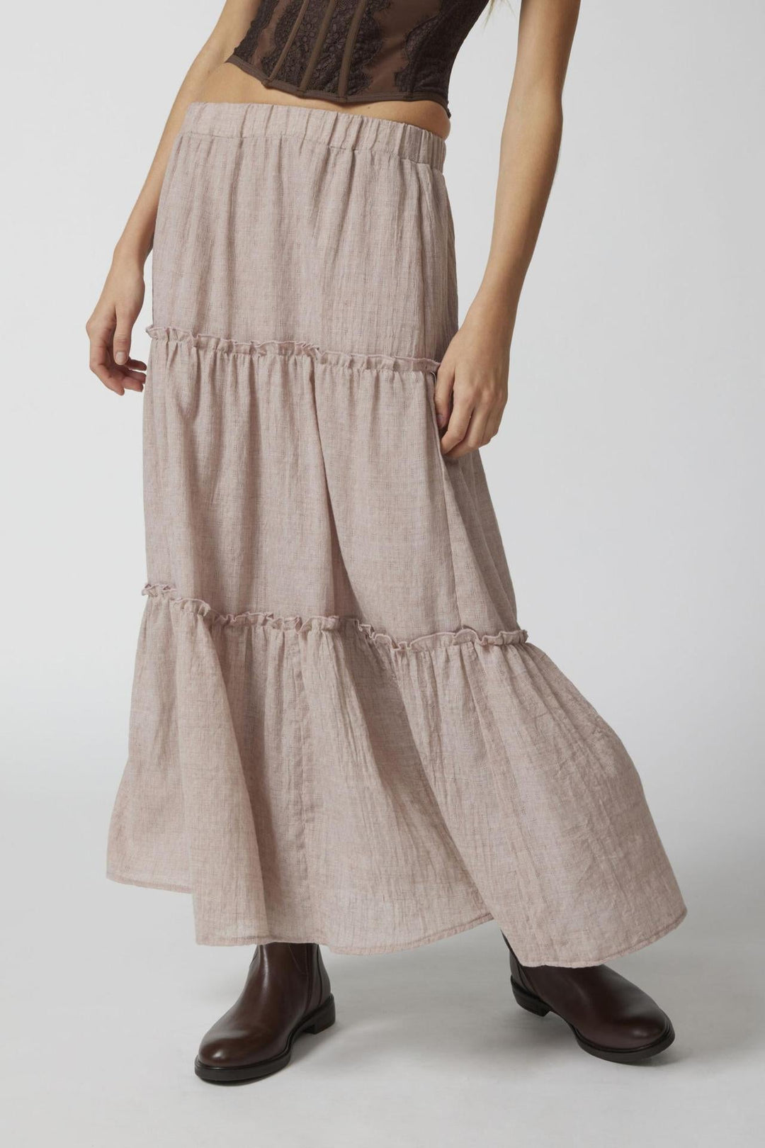 KEMENA - Women’s Boho Tiered Ruffle Maxi Skirt
