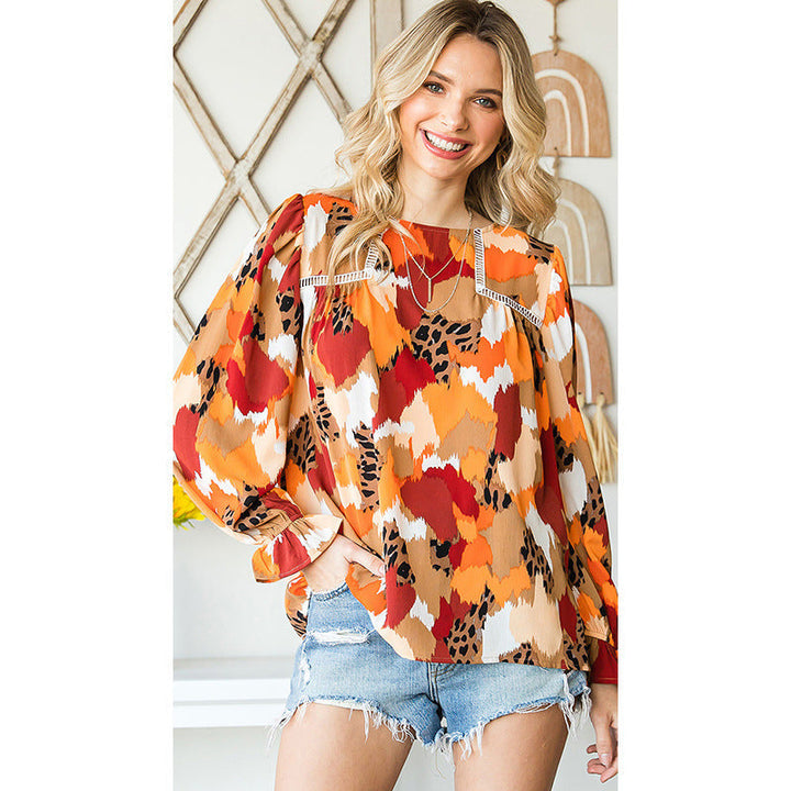 HAILE - Women's Abstract Balloon Sleeve Shirt