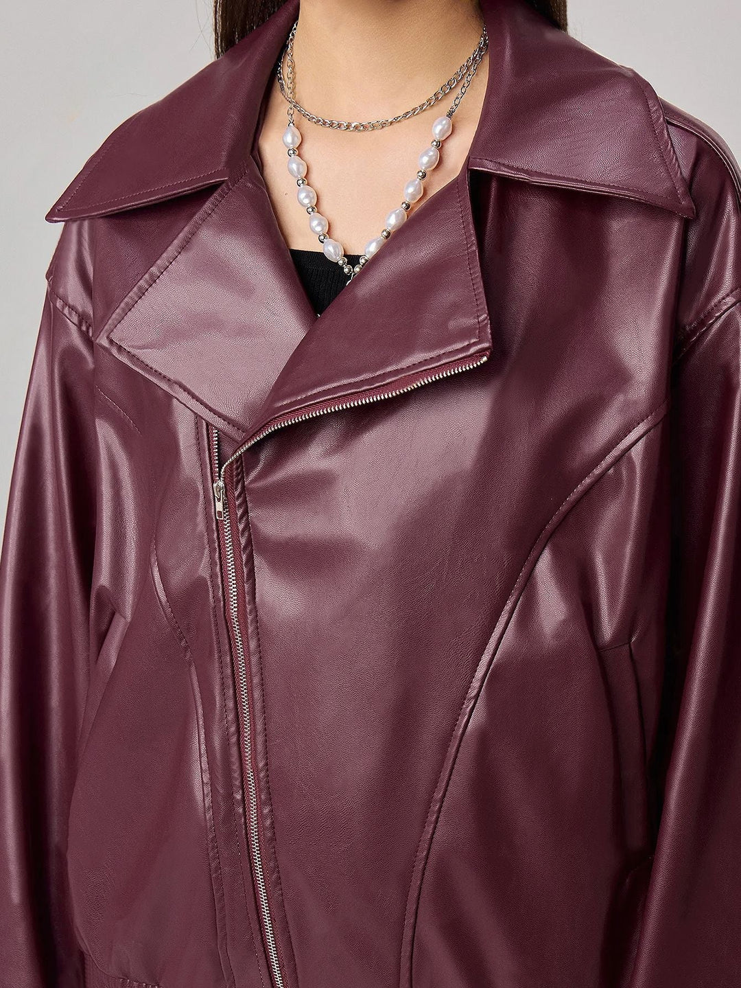 AYRA – Vegan Leather Oversized Biker Jacket