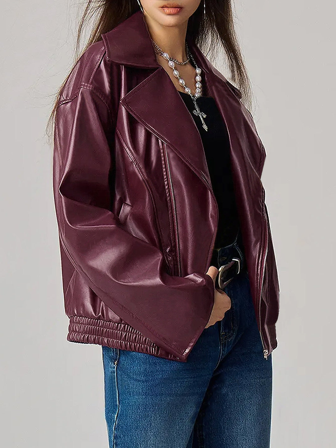 AYRA – Vegan Leather Oversized Biker Jacket