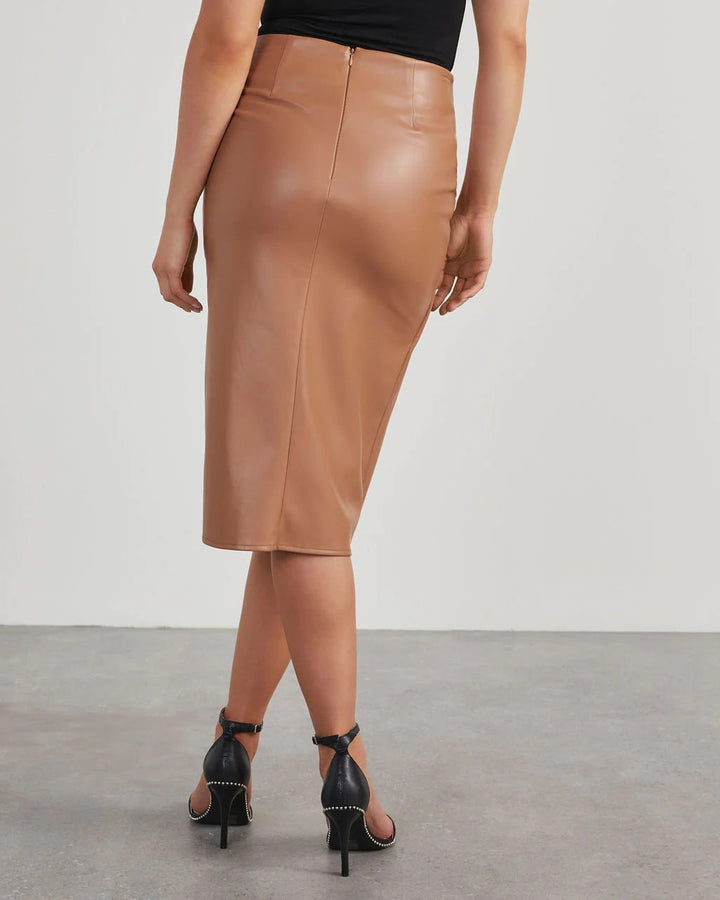 ABY – Asymmetrical Vegan Leather Split Skirt