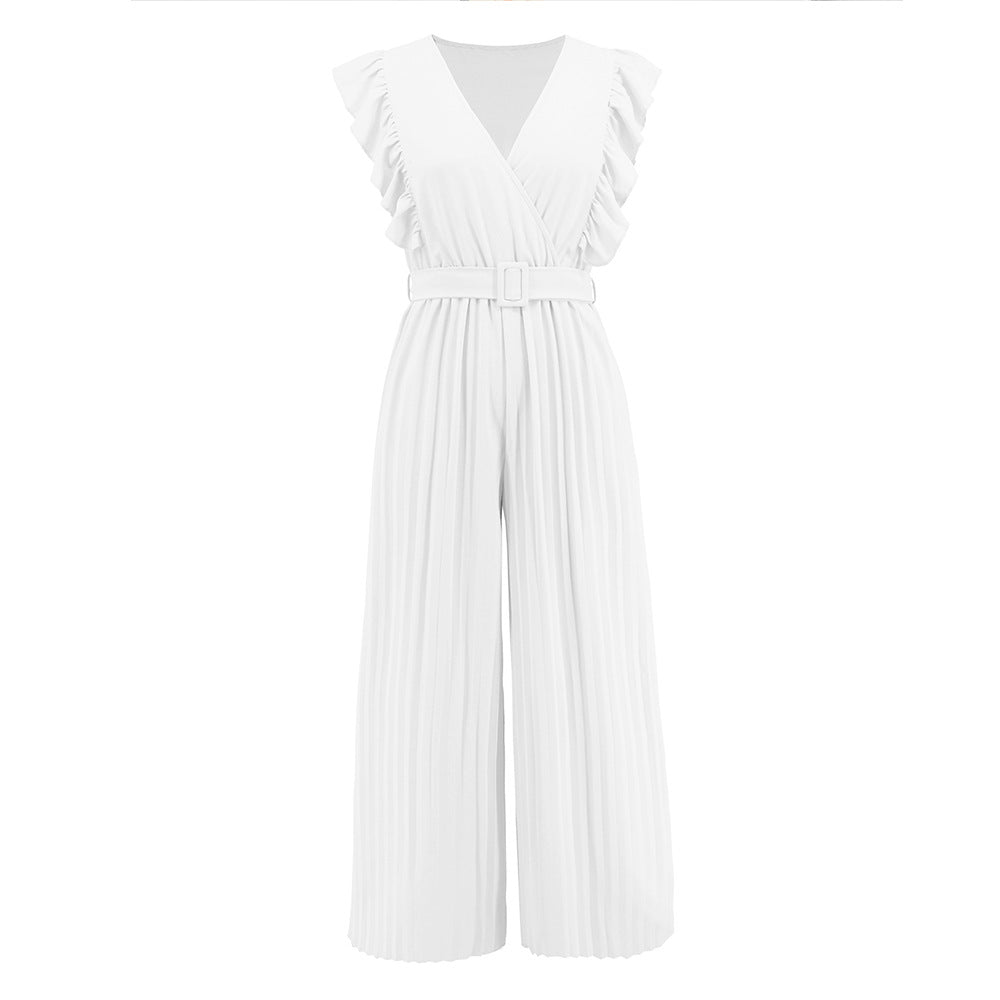 JEAN - Women's High-Waist Wide-Leg Sleeveless Jumpsuit