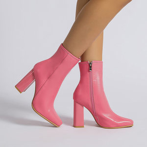 ARLETTE – Pink Pointed-Toe High-Heeled Ankle Boots