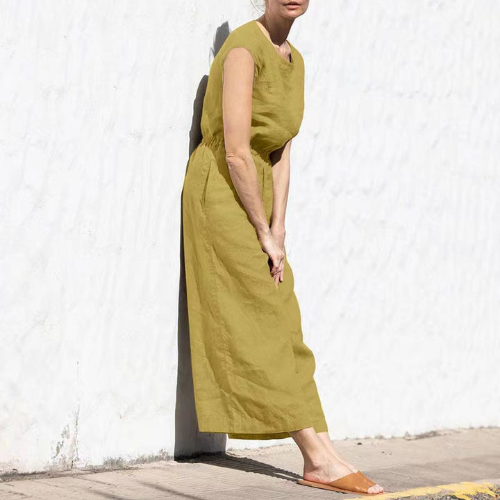 LYRA – Women’s Short Sleeve Linen Jumpsuit