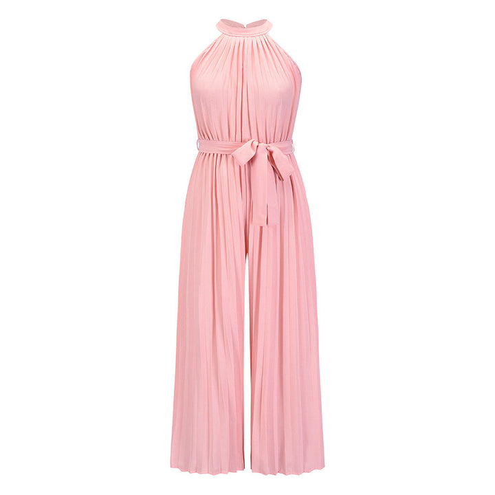 BELLA -  Women's Pleated Jumpsuit with Adjustable Belt