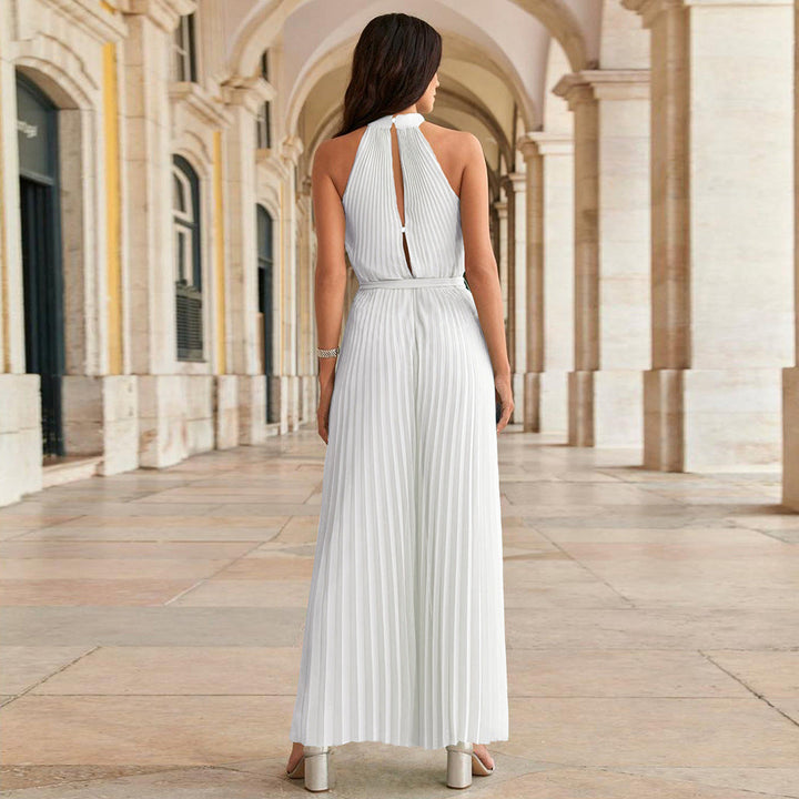 BELLA -  Women's Pleated Jumpsuit with Adjustable Belt