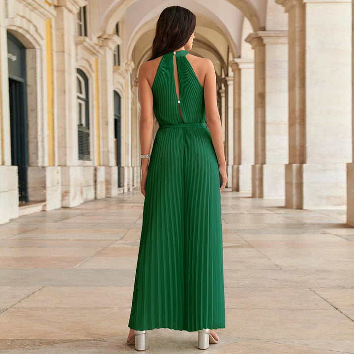 BELLA -  Women's Pleated Jumpsuit with Adjustable Belt