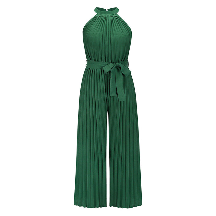 BELLA -  Women's Pleated Jumpsuit with Adjustable Belt