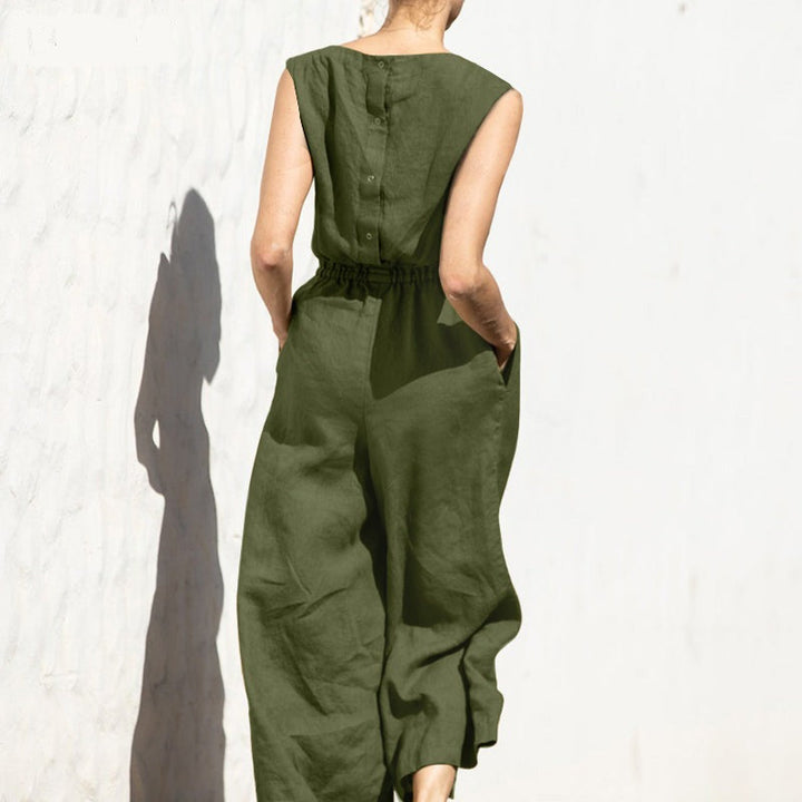 LYRA – Women’s Short Sleeve Linen Jumpsuit