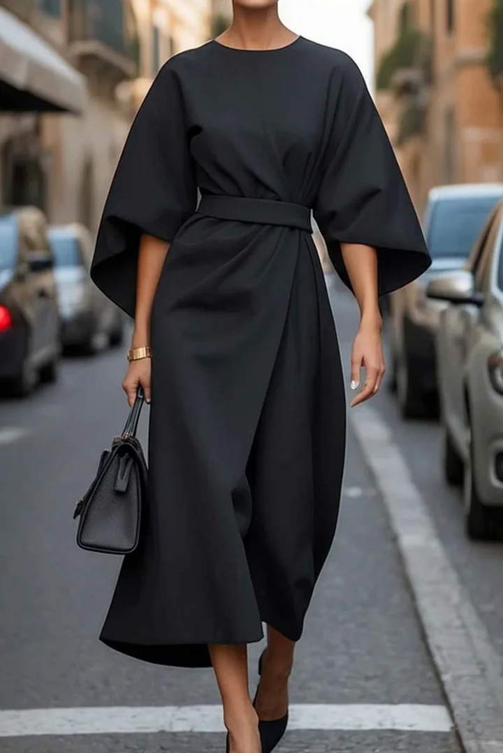 ELODIA – Elegant Belted Midi Dress
