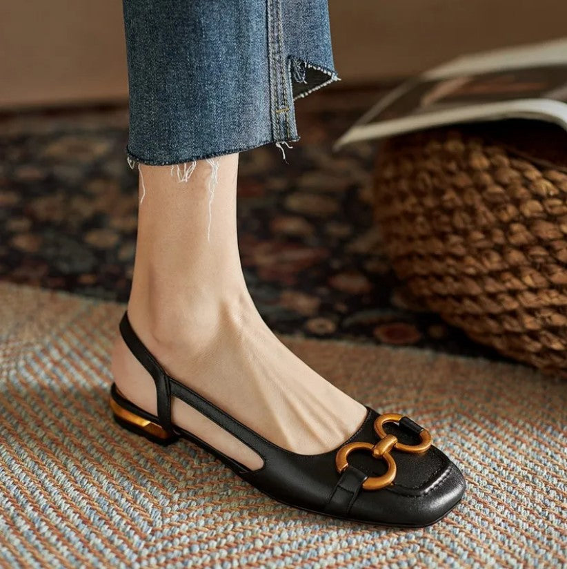 LUNA – Elegant Slingback Flats with Buckle