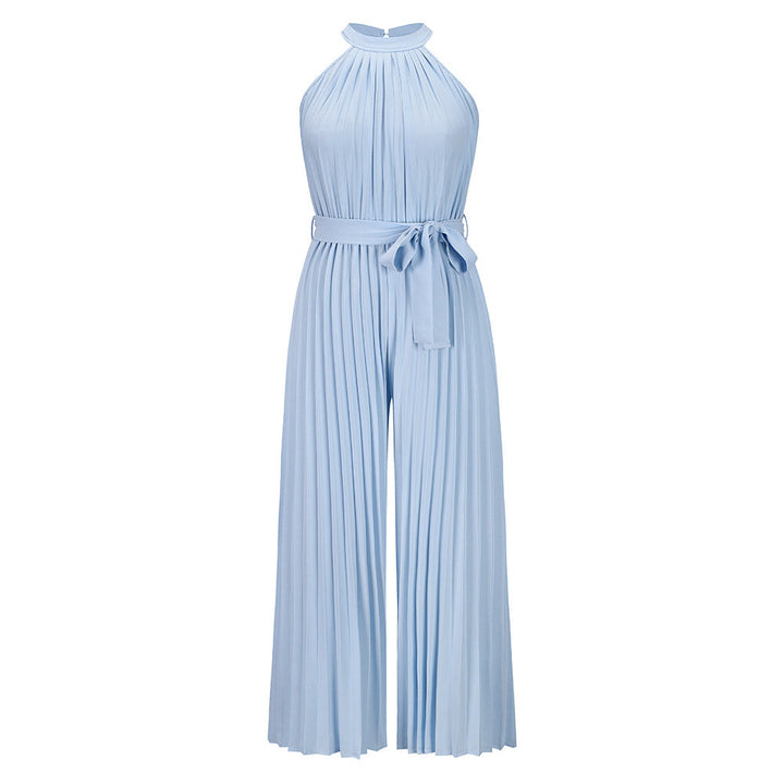 BELLA -  Women's Pleated Jumpsuit with Adjustable Belt