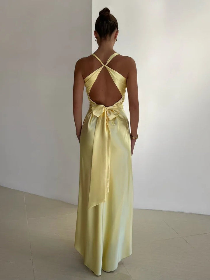 LUMINA – Satin Bow Back Maxi Dress