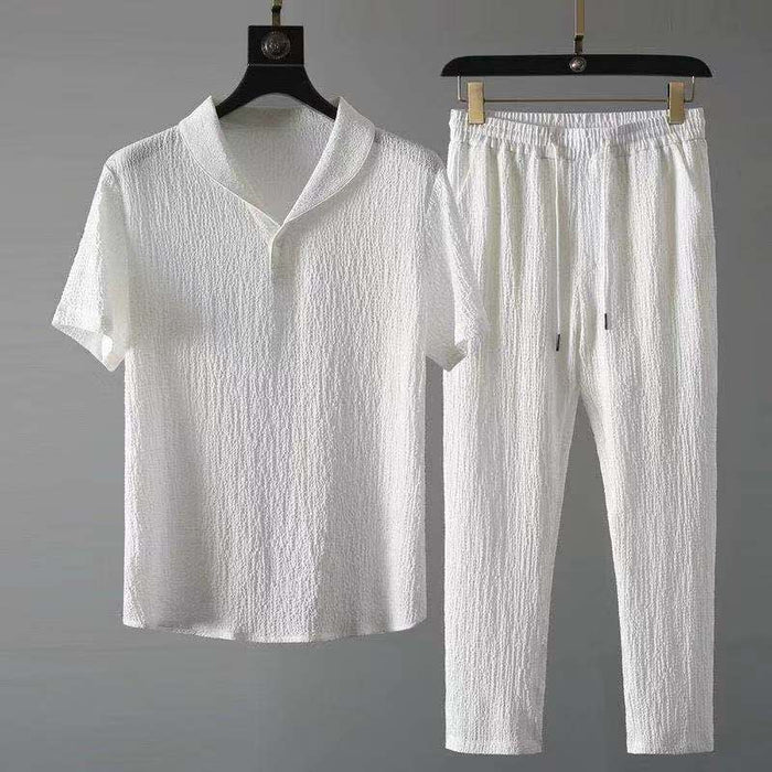 MATTEO – Linen V-Neck Lounge Set