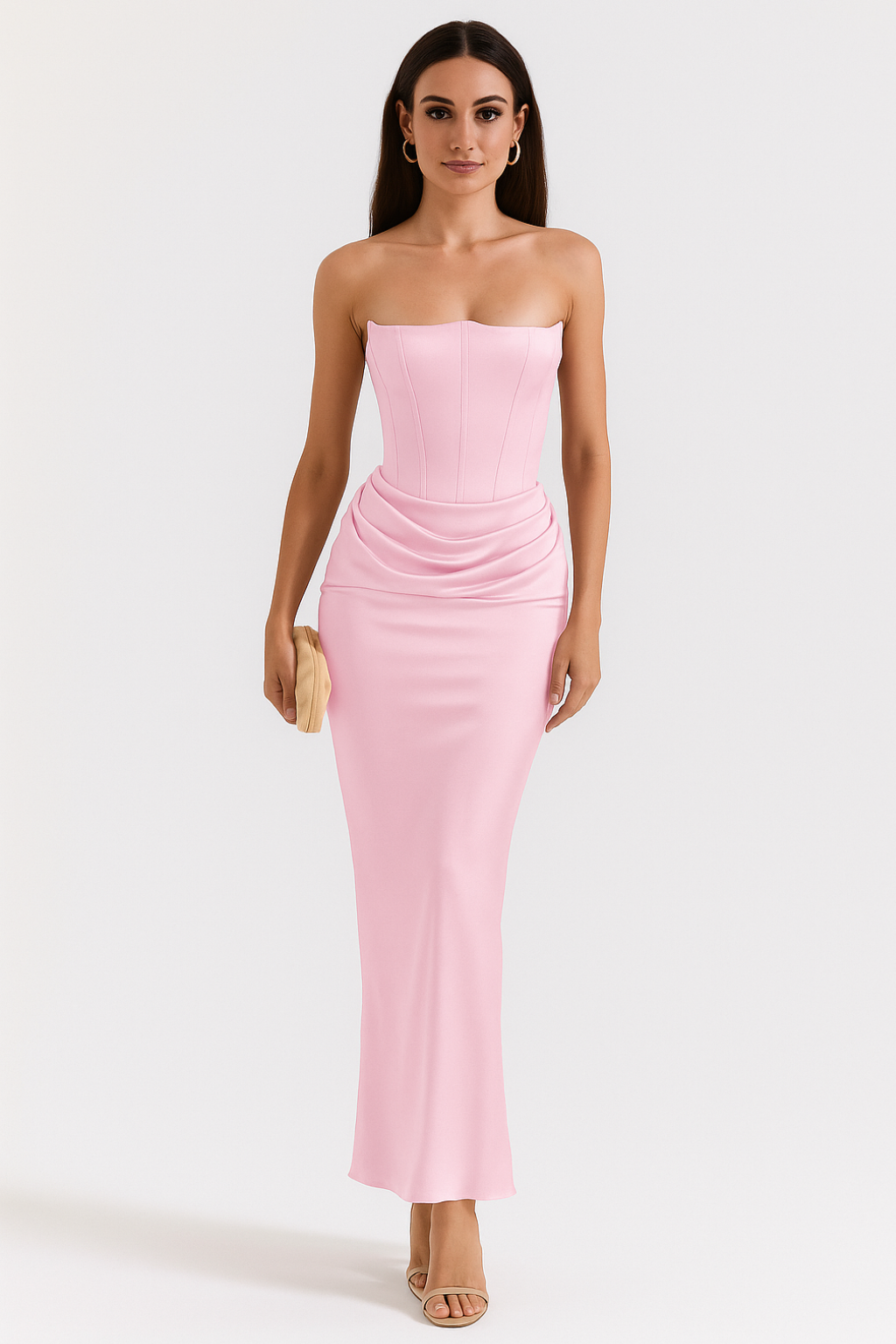 ELLORIA – Strapless Corset Maxi Dress