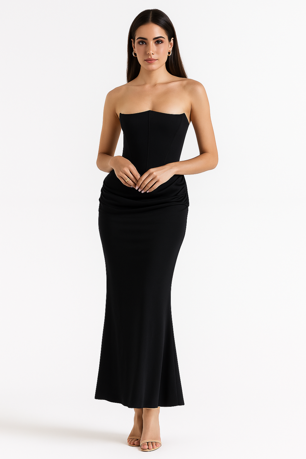 ELLORIA – Strapless Corset Maxi Dress
