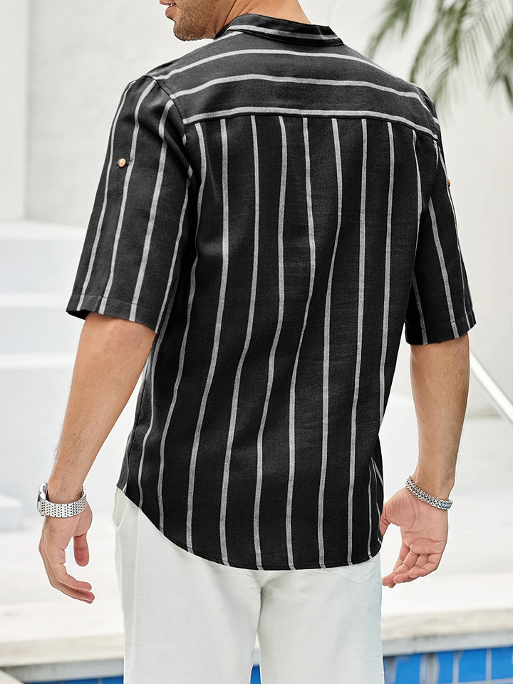 TAYLEN – Classic Striped Button-Up Shirt