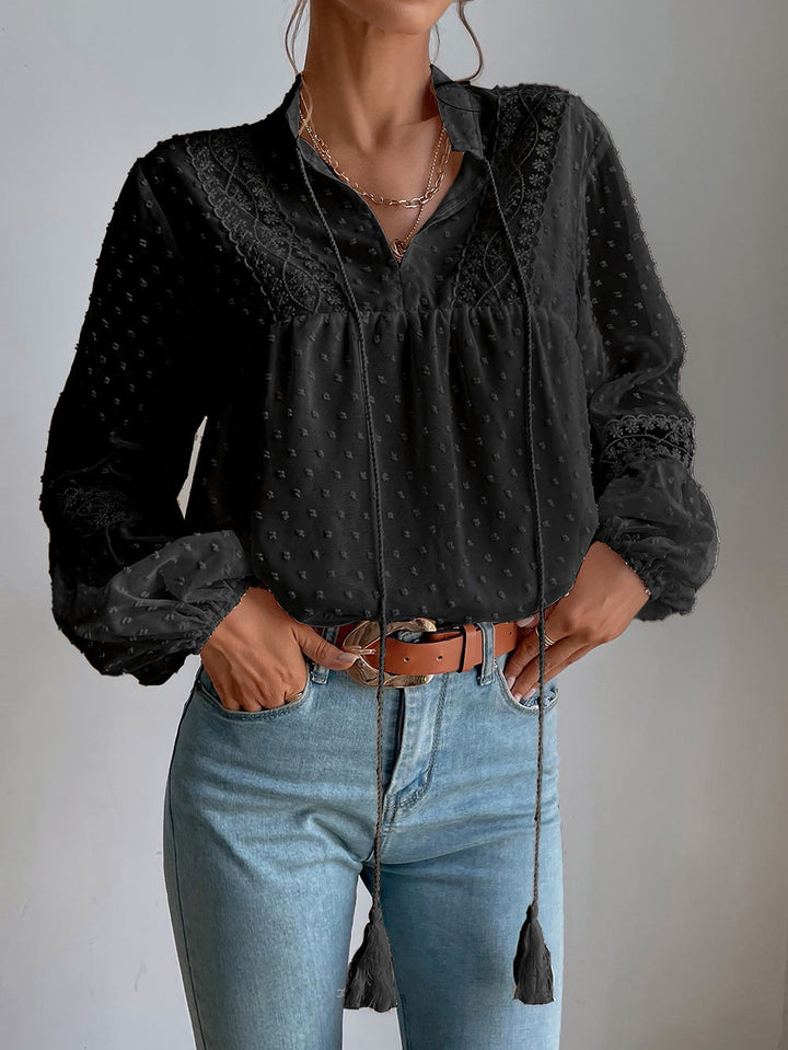 DELLA – Lace V-neck Blouse