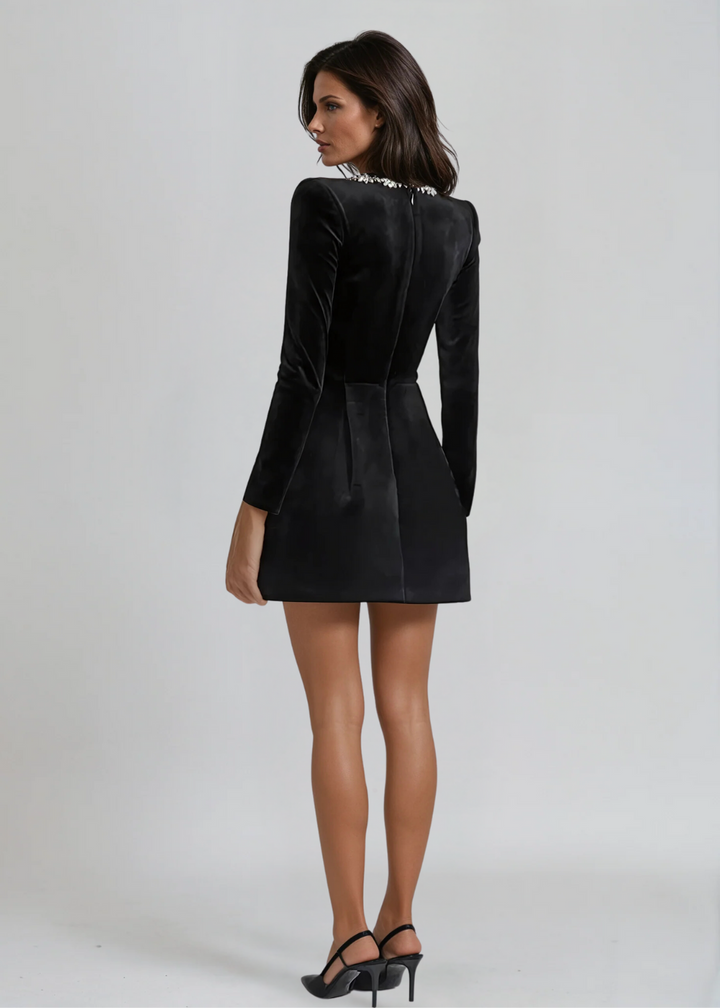 SALOME - Women’s Velvet Long Sleeve Mini Dress