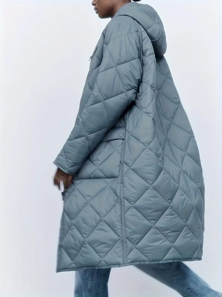 ELIN – Light Blue Hooded Longline Puffer Coat