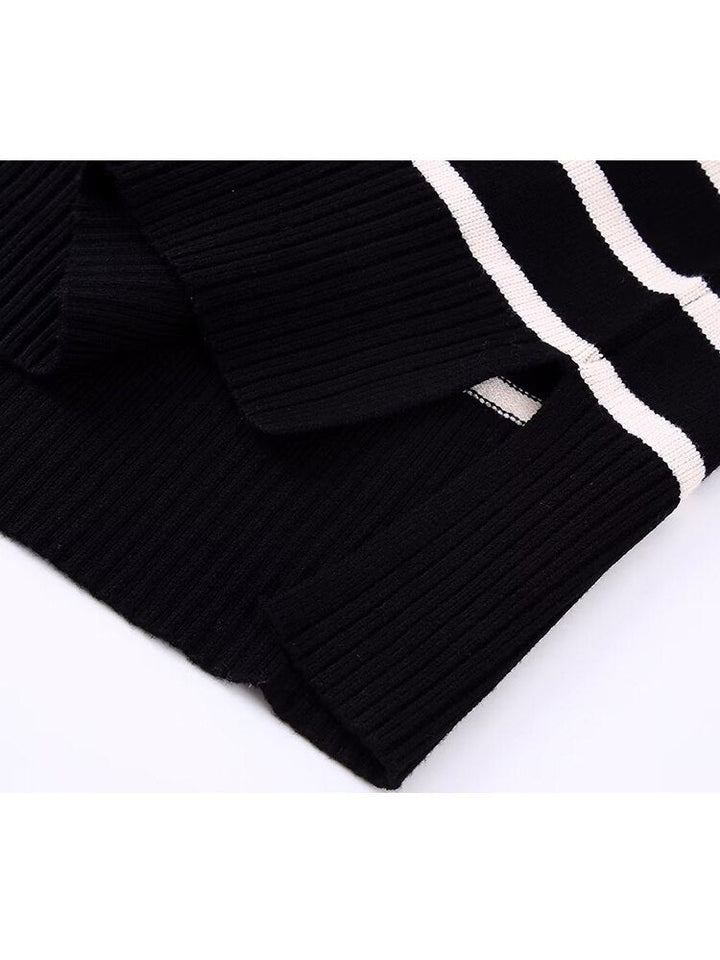 ALINA – Women’s Striped Zip-Up Sweater